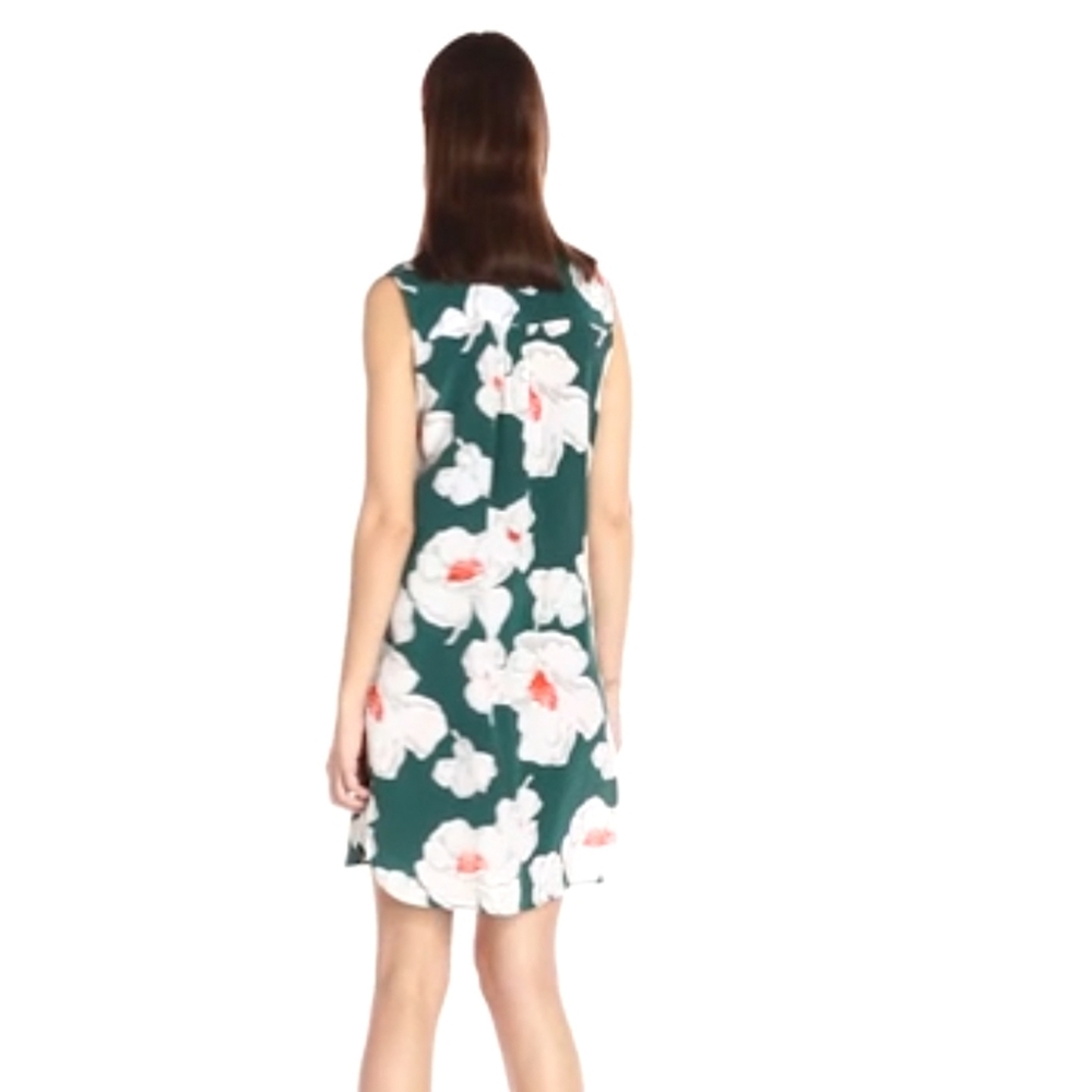 Equipment Femme Dress 100% Silk Floral Hidden Button Front Dark Green Size SP - Picture 13 of 17